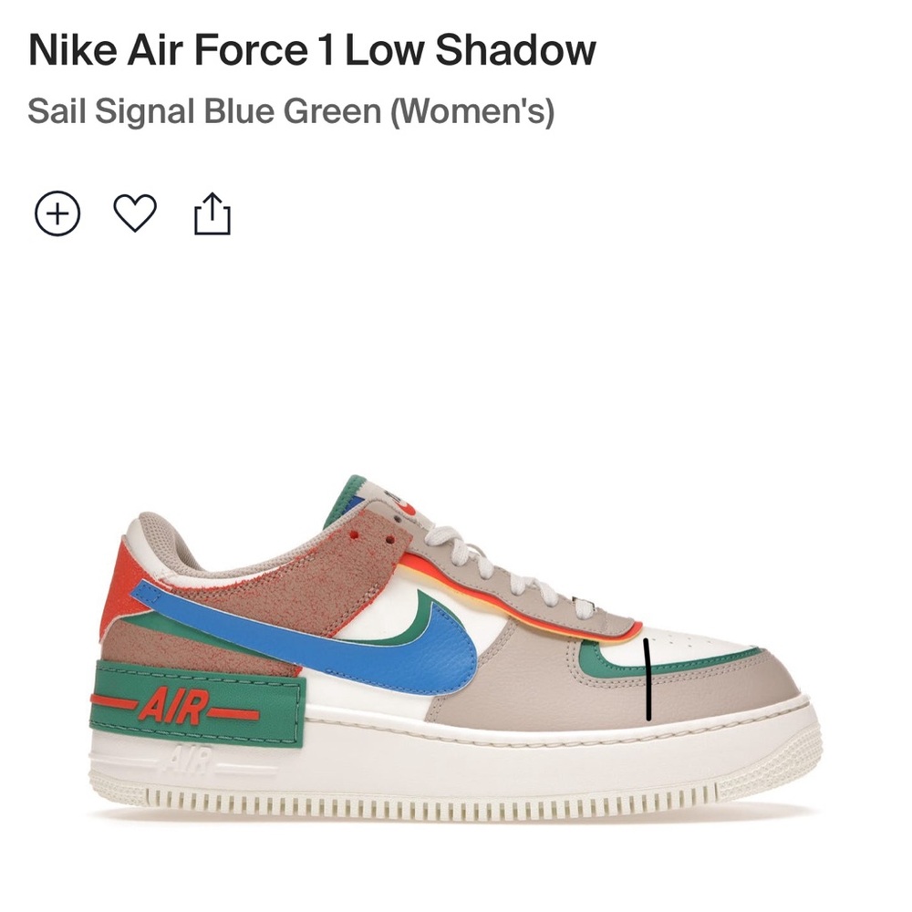 Nike Air Force 1 Low Shadow ‘Sail Signal Blue Green’ women’s size 7
